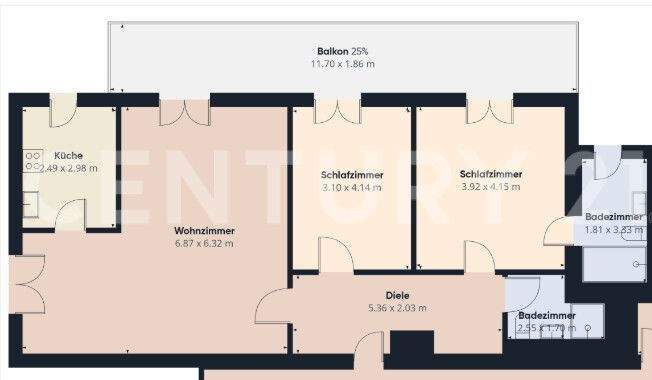 Grundriss der Penthouse Wohnung