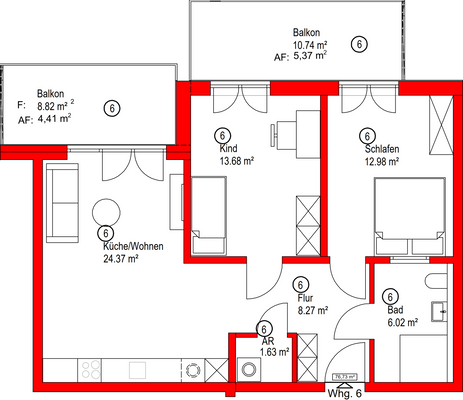 Grundriss - Wohnung Nr. 6