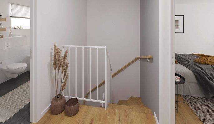 Der Flur bietet Raum für Pflanzen und Deko