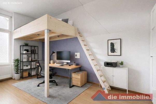 Arbeitszimmer mit KI möbliert