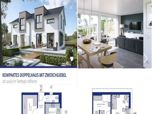 121,63m² (ab) Kompaktes Doppelhaus mit Zwerchgiebel