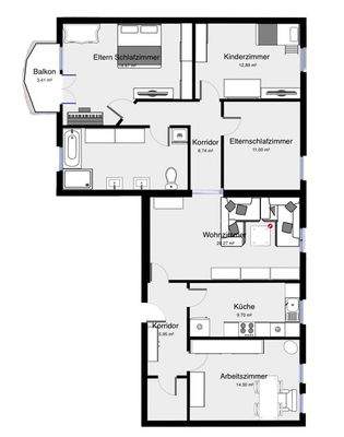 Grundriss WE 03 + 04 - Planung Zusammenlegung