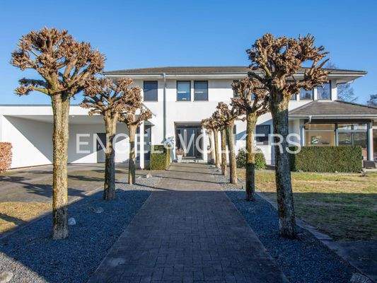 Ansicht Haustür mit Allee