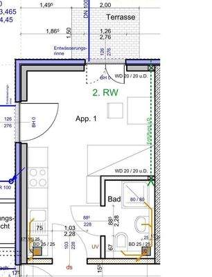 Grundriss Appartement mit Terrasse
