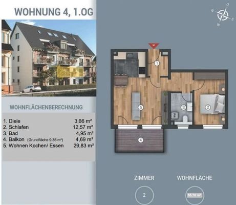 Grundriss 2-Zimmer-Wohnung