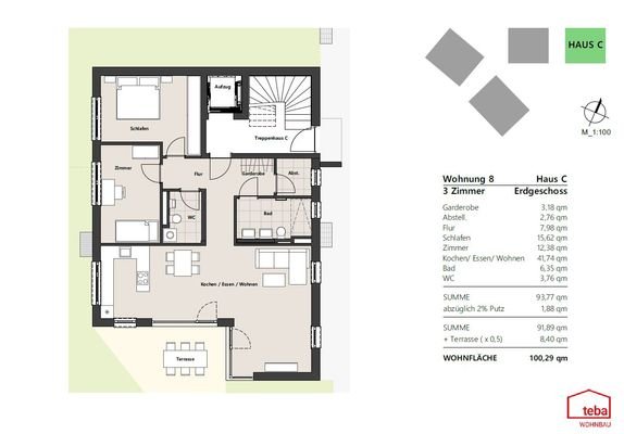 Wohnung C 8 für Gartenliebhaber