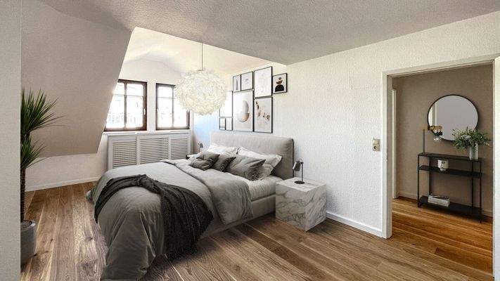 Schlafzimmer/ digital möbliert