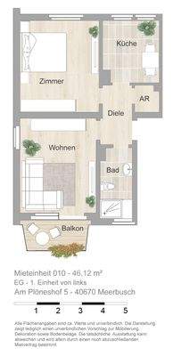 Grundriss farbig / möbliert