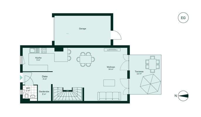 Offener und großzügiger Wohnbereich im Erdgeschoss