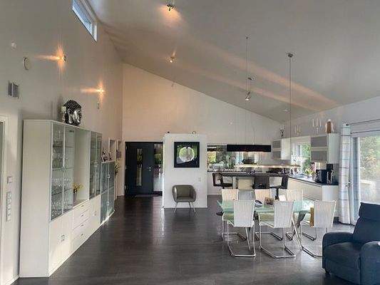 Wohnzimmer mit offener Küche