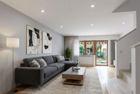 Wohnbereich – Visualisierung nach Sanierung (KI generiert)