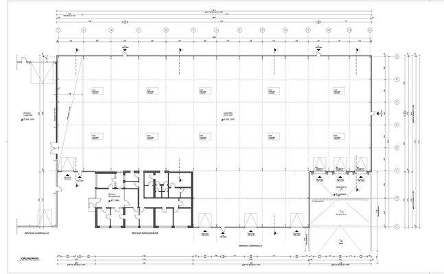 Grundriss Halle 1 und EG Bürotrakt