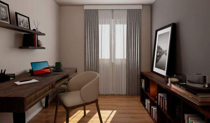 Ein Raum zum Konzentrieren oder kreativ werden mit Blick ins Freie