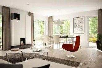 Große bodentiefe Fenster bringen Licht und Weite