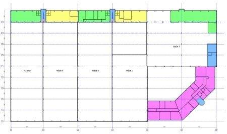 Übersicht Hallen 1 Obergeschoss