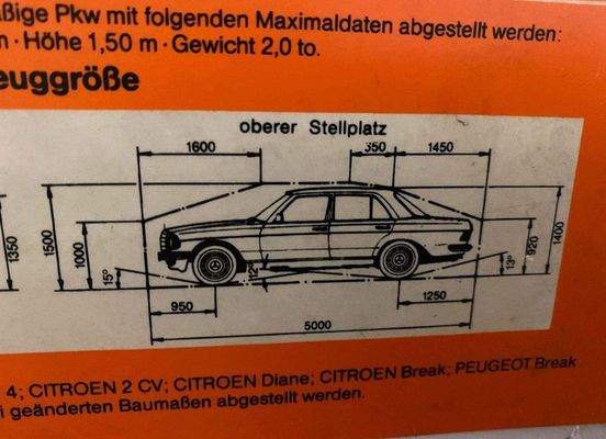 Masse Stellparker oben