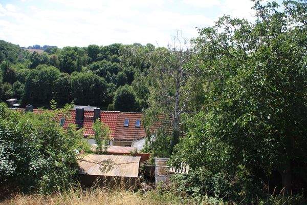 Blick vom Südhang auf das Haus