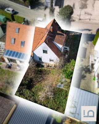 Drohenaufnahme Garten mit Bestand