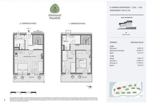 Grundriss Haus 1 App 107 Alm Chalet 1OG 2OG