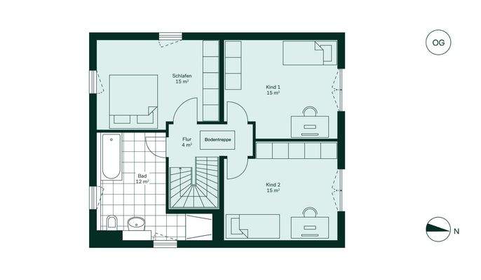 Großzügiges Obergeschoss mit drei Schlafzimmern