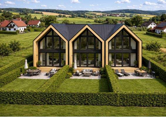 Neubauprojekt mit drei modernen Reihenhäusern