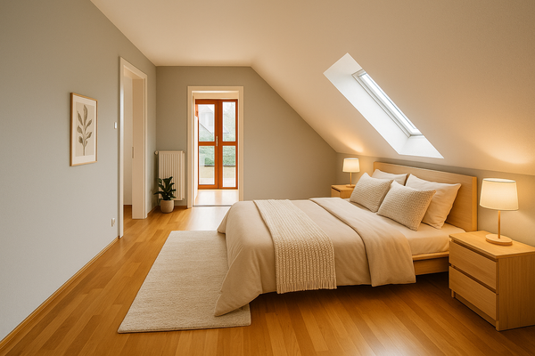 Visualisierung Schlafzimmer im 1. Obergeschoss des Haupthauses