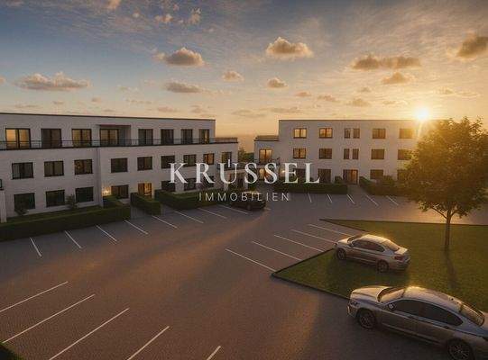 Der private Innenhof mit eigenen Stellplätzen