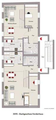 Grundriss DG Vorderhaus visualisiert 3595