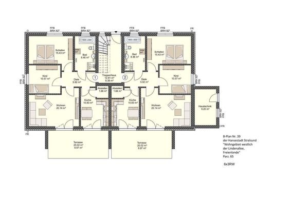 Grundriss 6 WE 6x3RW EGb 