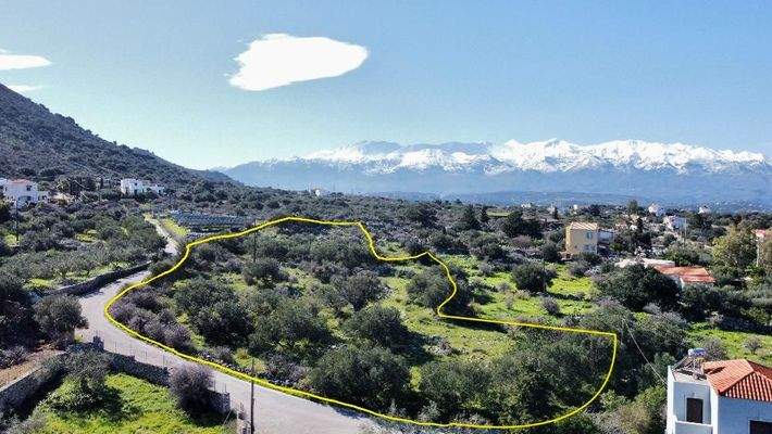 Kreta, Kokkino Chorio: Sofort bebaubares Grundstück mit Meerblick zu verkaufen