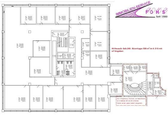 M-Neuaub.Geb.240 - 508 m²4.OG Büro+Lager Grundriss