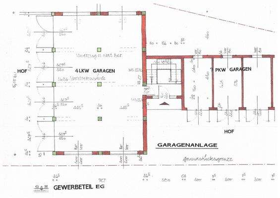 Grundriss-Skizzen Gewerbeteil EG