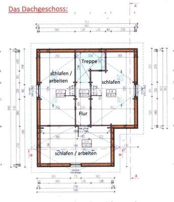 Bemaßter Grundriss Dachgeschoss