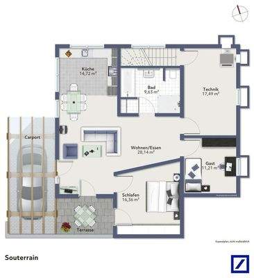 Grundriss UG möbliert