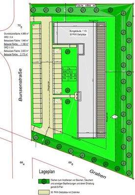 Lageplan mit Bebauungsbeispiel