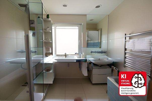 Tageslicht Bad mit Wanne und Dusche