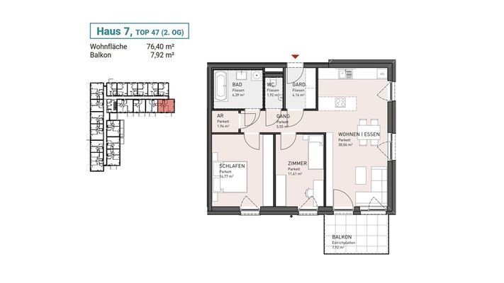 Haus 7, Top 47 (2. OG)