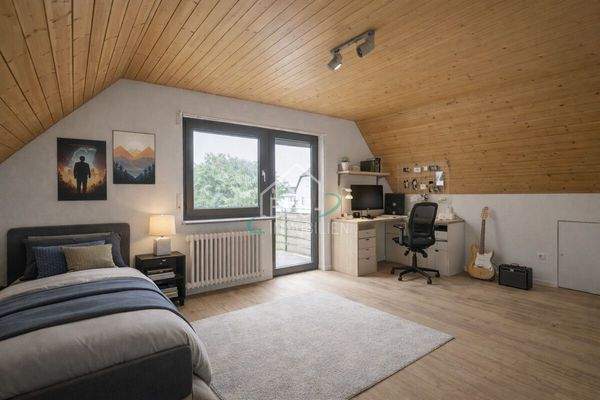 virtuell möbliertes Schlafzimmer DG