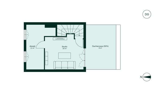 Ausgebautes Dachstudio mit angrenzender Dachterras