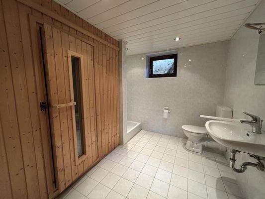 Kellerraum mit Sauna und Dusche