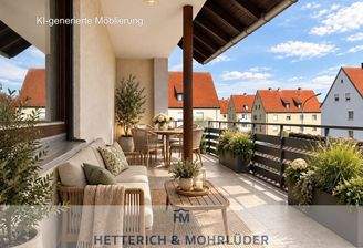 Balkon Richtung Garten - KI-Visualisierung - möbliert