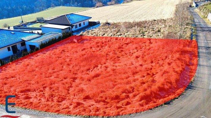 Grundstück rot markiert