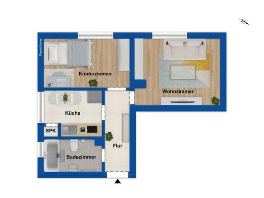 Grundriss 2-Zimmer -Wohnung