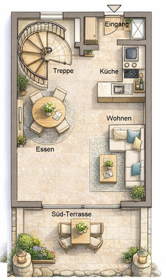 Grundriss-Skizze Erdgeschoss