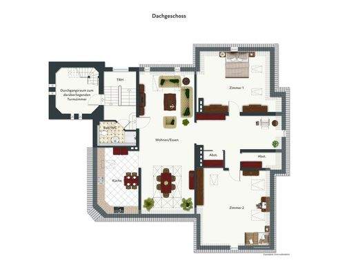 Grundriss DG mit beispielhafter Möblierung