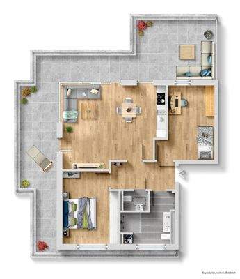 Grunriss WE 9 möbliert