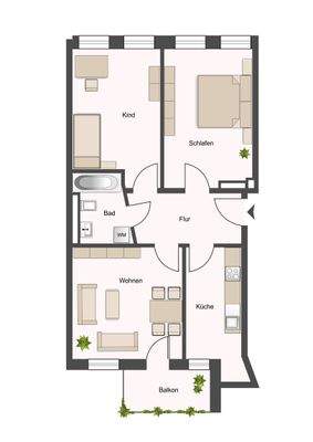 Grundriss - ca. 66 qm Wfl.