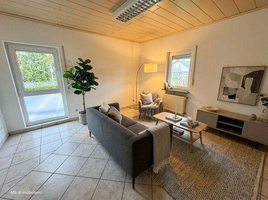 Wohnzimmer mit KI möbeliert