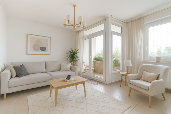 Wohnzimmer (mit KI möbliert)