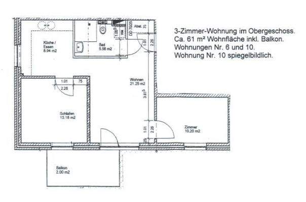 Grundriss der 2-Zimmer-Wohnung